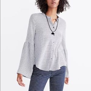 Madewell windowpane bell sleeve button down